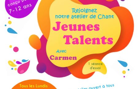 Atelier jeunes Talents le mercredi de 17h30 à 18h30 pour les 7-12 ans