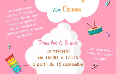 Atelier Parents Enfants le mercredi de 16h30 à 17h15 pour les 0-3 ans